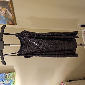 Pewter sequined cocktail dress